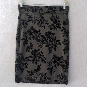 POPANA Women's Black & Gray Whimsigoth Pencil Skirt Size‎ XL